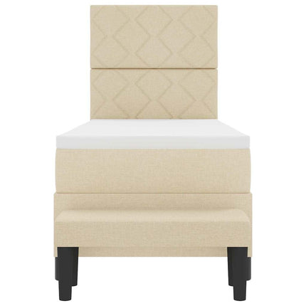 Box spring seng med hovedgærde Creme 80 x 200 cm Stof