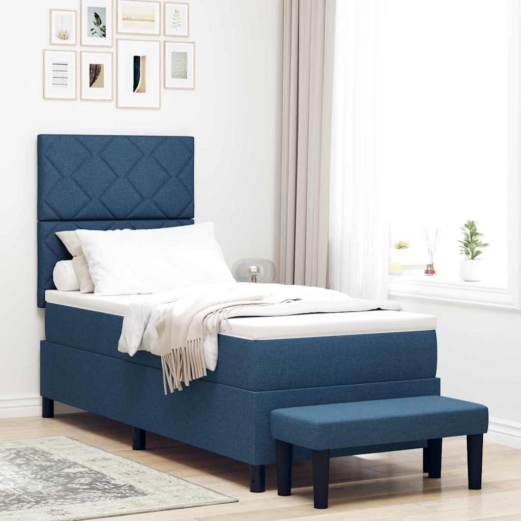 Box spring seng med hovedgrde Bl 80 x 200 cm Stof