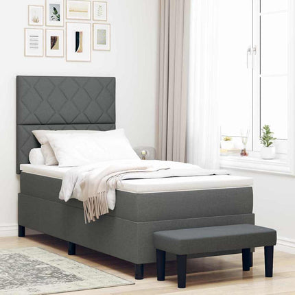 Box spring seng med hovedgærde Mørkegrå 90 x 190 cm Stof