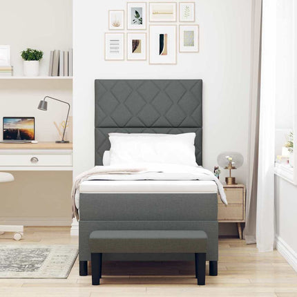 Box spring seng med hovedgærde Mørkegrå 90 x 190 cm Stof