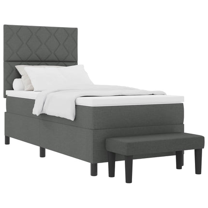 Box spring seng med hovedgærde Mørkegrå 90 x 190 cm Stof