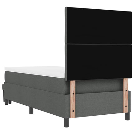 Box spring seng med hovedgærde Mørkegrå 90 x 190 cm Stof