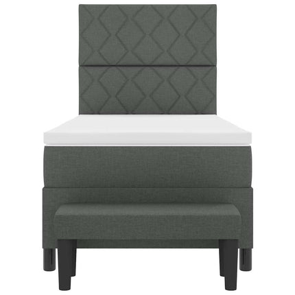 Box spring seng med hovedgærde Mørkegrå 90 x 190 cm Stof