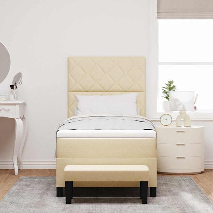 Box spring seng med hovedgærde Creme 90 x 190 cm Stof