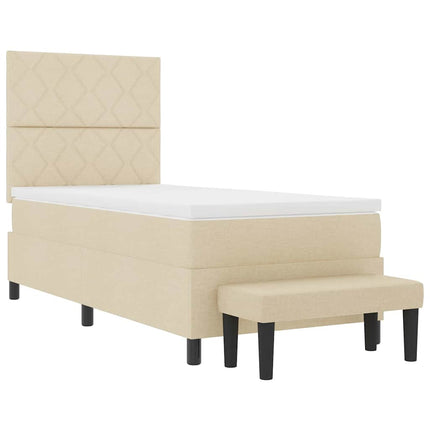 Box spring seng med hovedgærde Creme 90 x 190 cm Stof