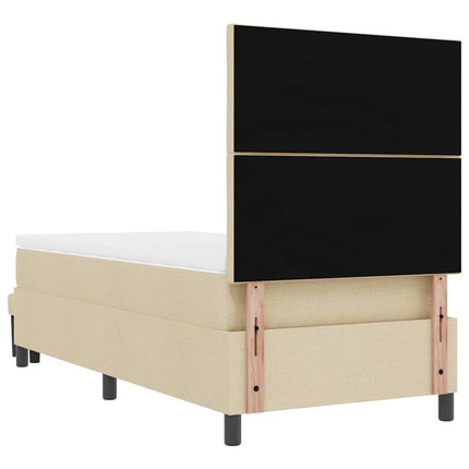 Box spring seng med hovedgærde Creme 90 x 190 cm Stof