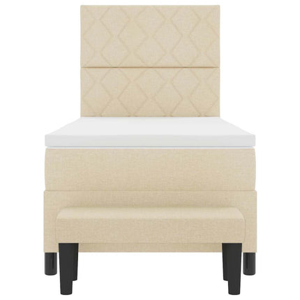 Box spring seng med hovedgærde Creme 90 x 190 cm Stof