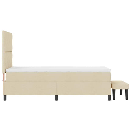 Box spring seng med hovedgærde Creme 90 x 190 cm Stof