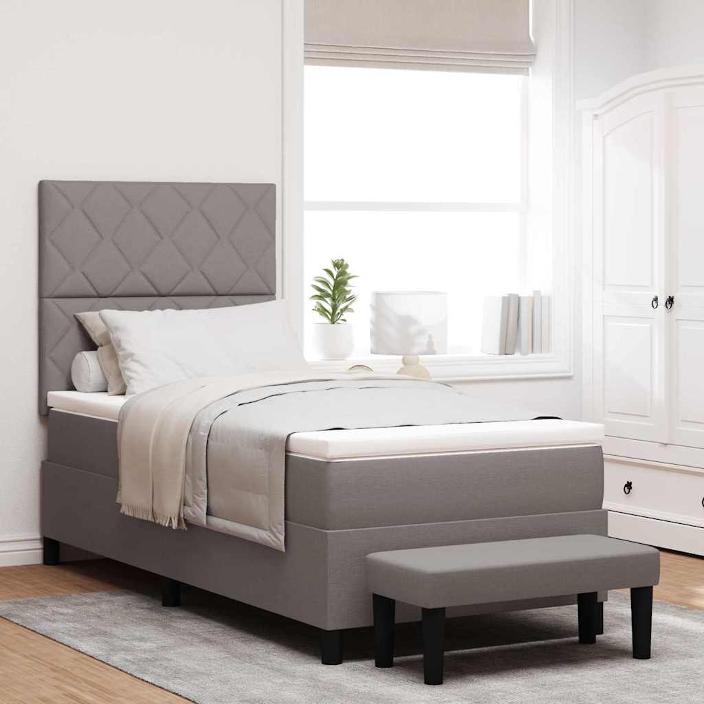 Box spring seng med hovedgrde Grbrun 100 x 200 cm Stof