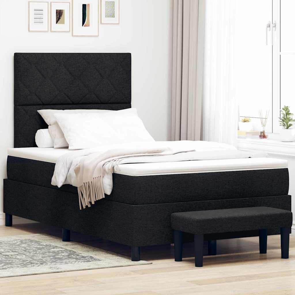 Box spring seng med hovedgrde Sort 120 x 200 cm Stof