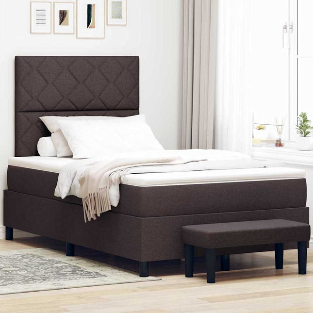 Box spring seng med hovedgærde Mørk Brun 120 x 200 cm Stof
