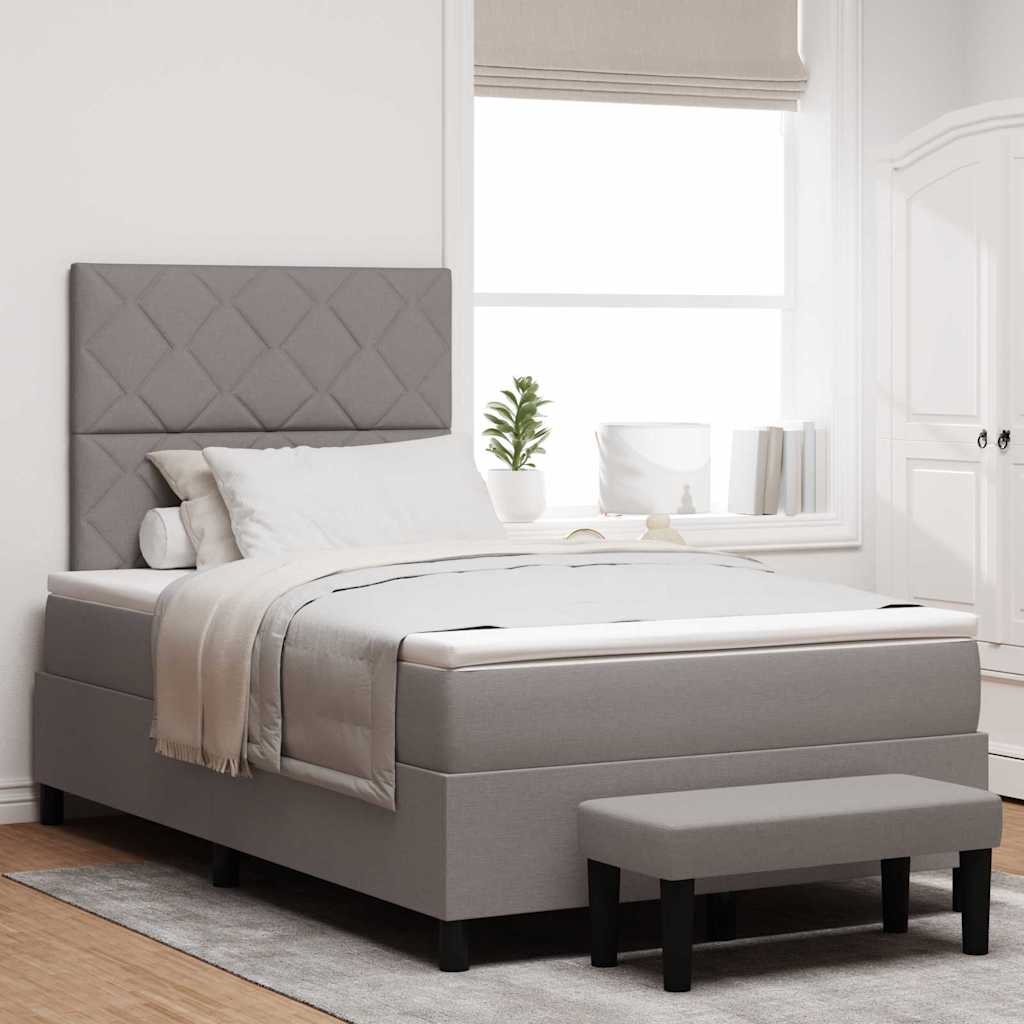 Box spring seng med hovedgrde Grbrun 120 x 200 cm Stof
