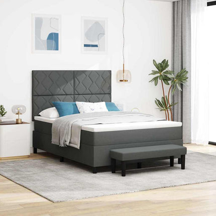 Box spring seng med hovedgærde Mørkegrå 140 x 190 cm Stof