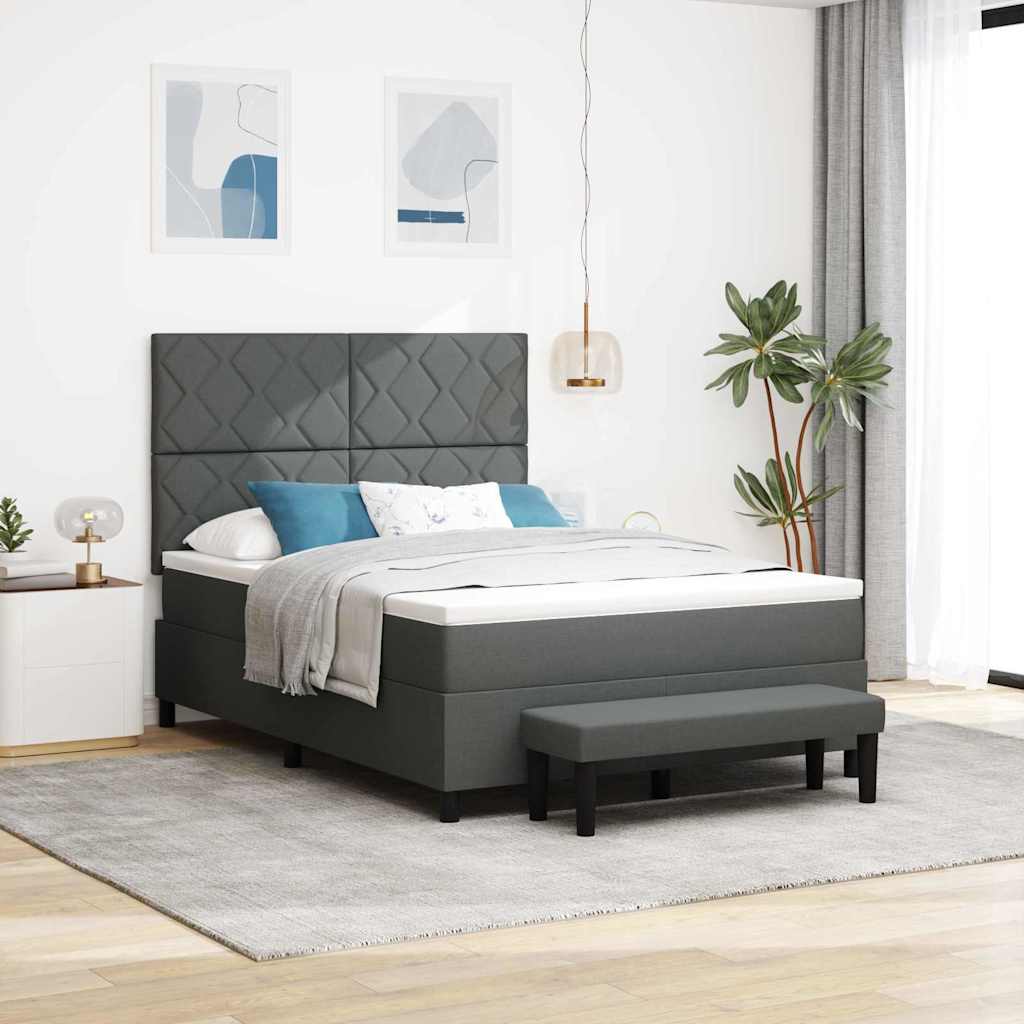Box spring seng med hovedgrde Mrkegr 140 x 190 cm Stof