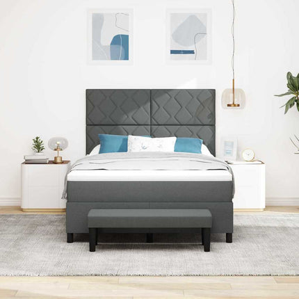Box spring seng med hovedgærde Mørkegrå 140 x 190 cm Stof