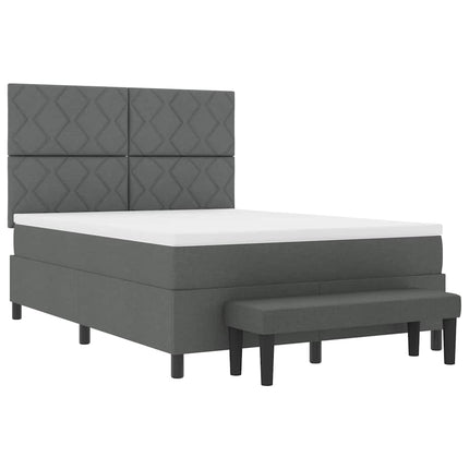 Box spring seng med hovedgærde Mørkegrå 140 x 190 cm Stof
