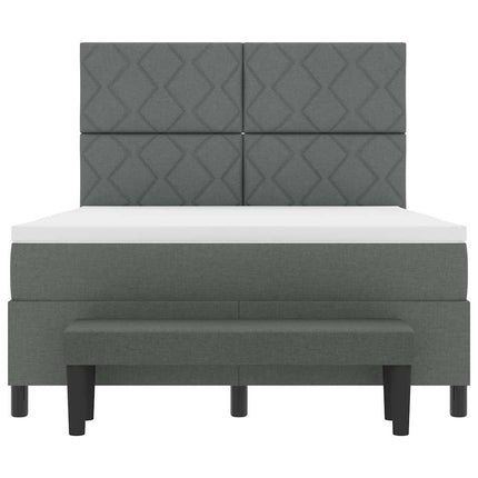 Box spring seng med hovedgærde Mørkegrå 140 x 190 cm Stof