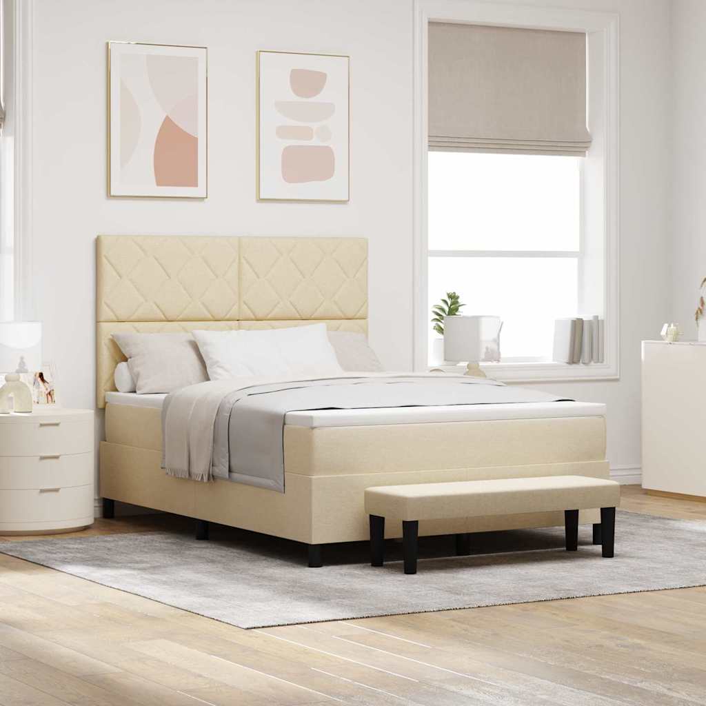 Box spring seng med hovedgrde Creme 160 x 200 cm Stof