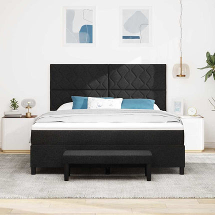 Box spring seng med hovedgærde Sort 180 x 200 cm Stof