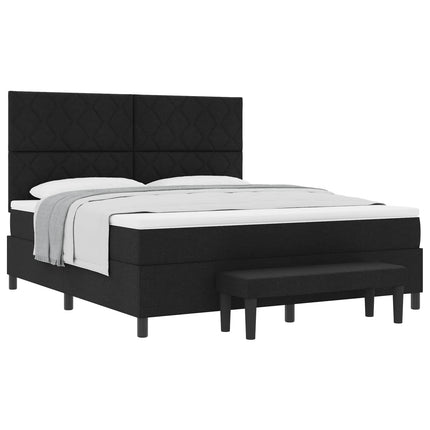 Box spring seng med hovedgærde Sort 180 x 200 cm Stof