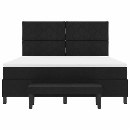 Box spring seng med hovedgærde Sort 180 x 200 cm Stof