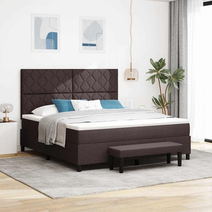 Box spring seng med hovedgærde Mørk Brun 180 x 200 cm Stof