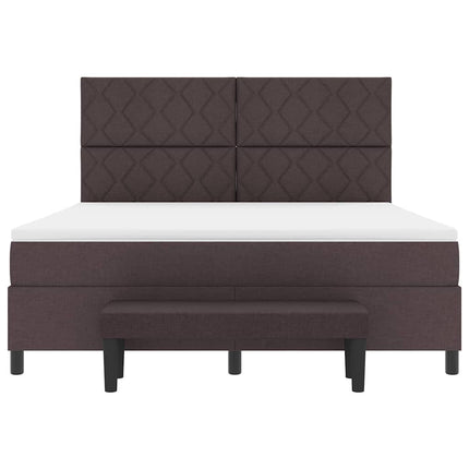 Box spring seng med hovedgærde Mørk Brun 180 x 200 cm Stof