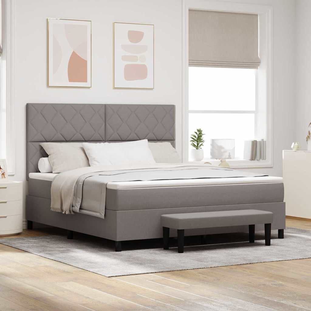Box spring seng med hovedgrde Grbrun 180 x 200 cm Stof