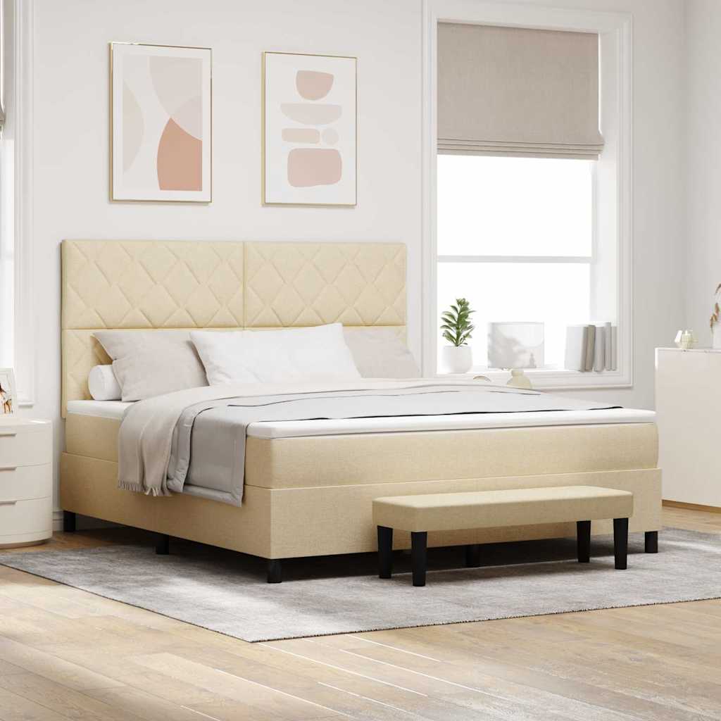 Box spring seng med hovedgrde Creme 180 x 200 cm Stof