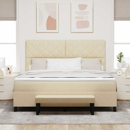 Box spring seng med hovedgærde Creme 180 x 200 cm Stof