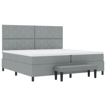 Box spring seng med hovedgærde Lysegrå 200 x 200 cm Stof