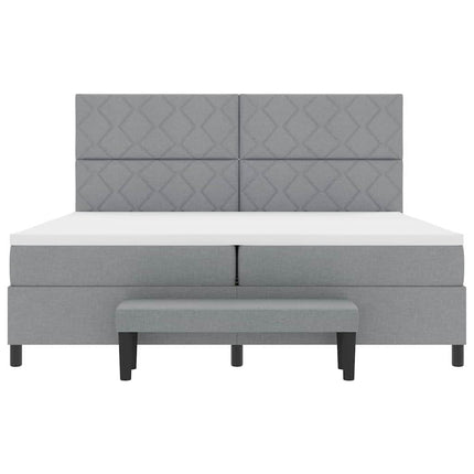 Box spring seng med hovedgærde Lysegrå 200 x 200 cm Stof