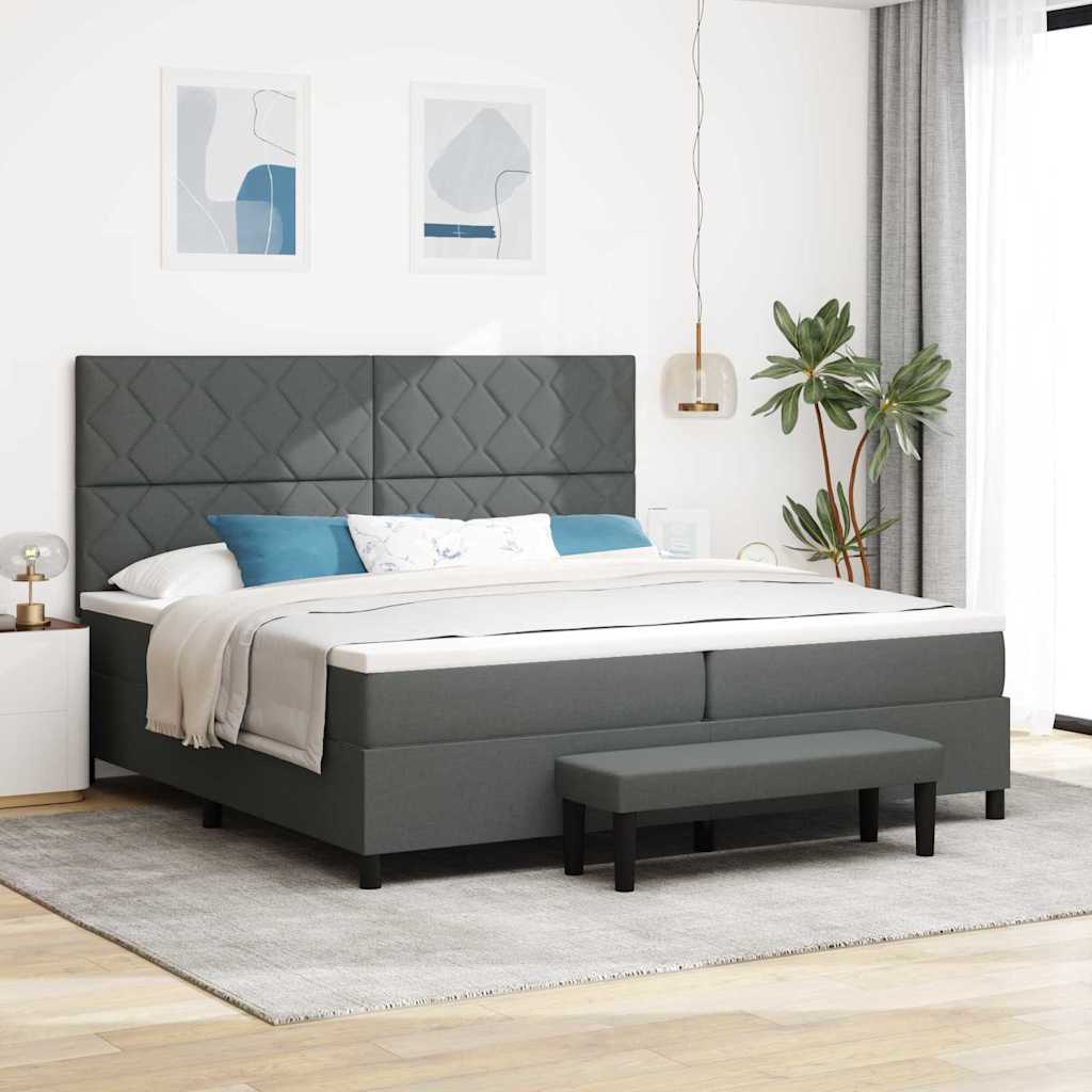 Box spring seng med hovedgrde Mrkegr 200 x 200 cm Stof