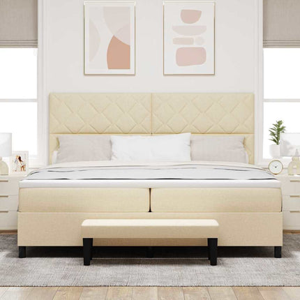 Box spring seng med hovedgærde Creme 200 x 200 cm Stof