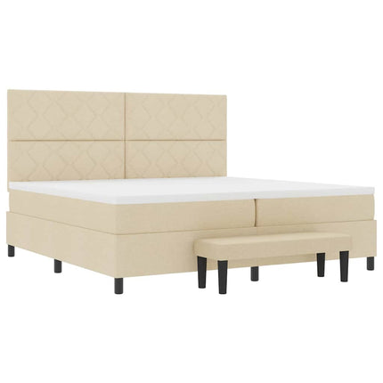 Box spring seng med hovedgærde Creme 200 x 200 cm Stof