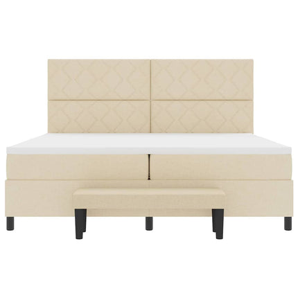 Box spring seng med hovedgærde Creme 200 x 200 cm Stof