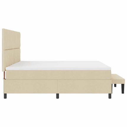 Box spring seng med hovedgærde Creme 200 x 200 cm Stof