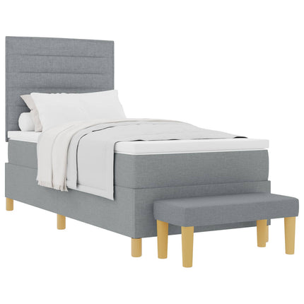 Box spring seng med hovedgærde Lysegrå 200 x 80 cm Stof