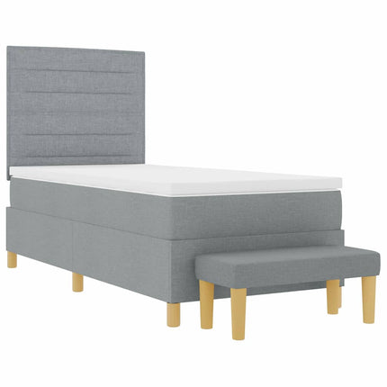 Box spring seng med hovedgærde Lysegrå 190 x 90 cm Stof