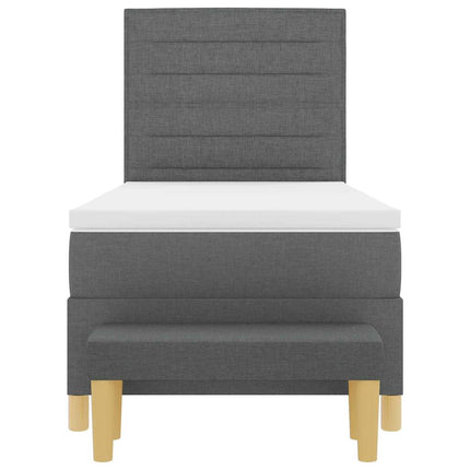 Box spring seng med pude Mørkegrå 200 x 90 cm Stof