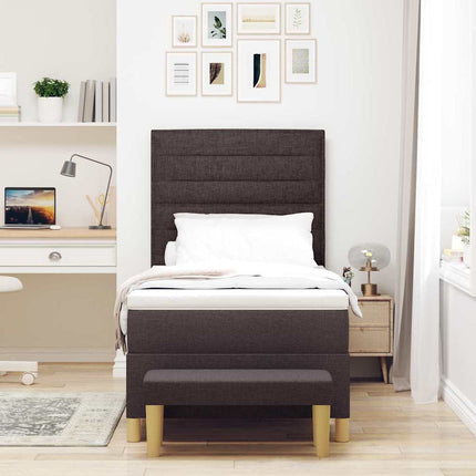 Box spring seng med pude Mørkebrun 200 x 90 cm Stof