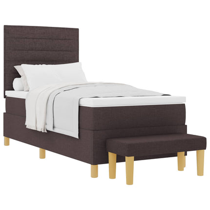 Box spring seng med pude Mørkebrun 200 x 90 cm Stof