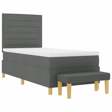 Box spring seng med hovedgærde Mørkegrå 200 x 90 cm Stof