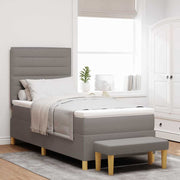 Box spring seng med hovedgærde Gråbrun 200 x 90 cm Stof