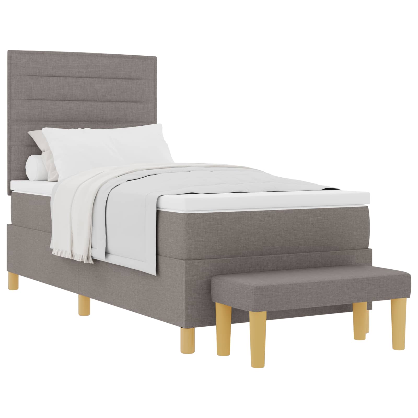 Box spring seng med hovedgærde Gråbrun 200 x 90 cm Stof