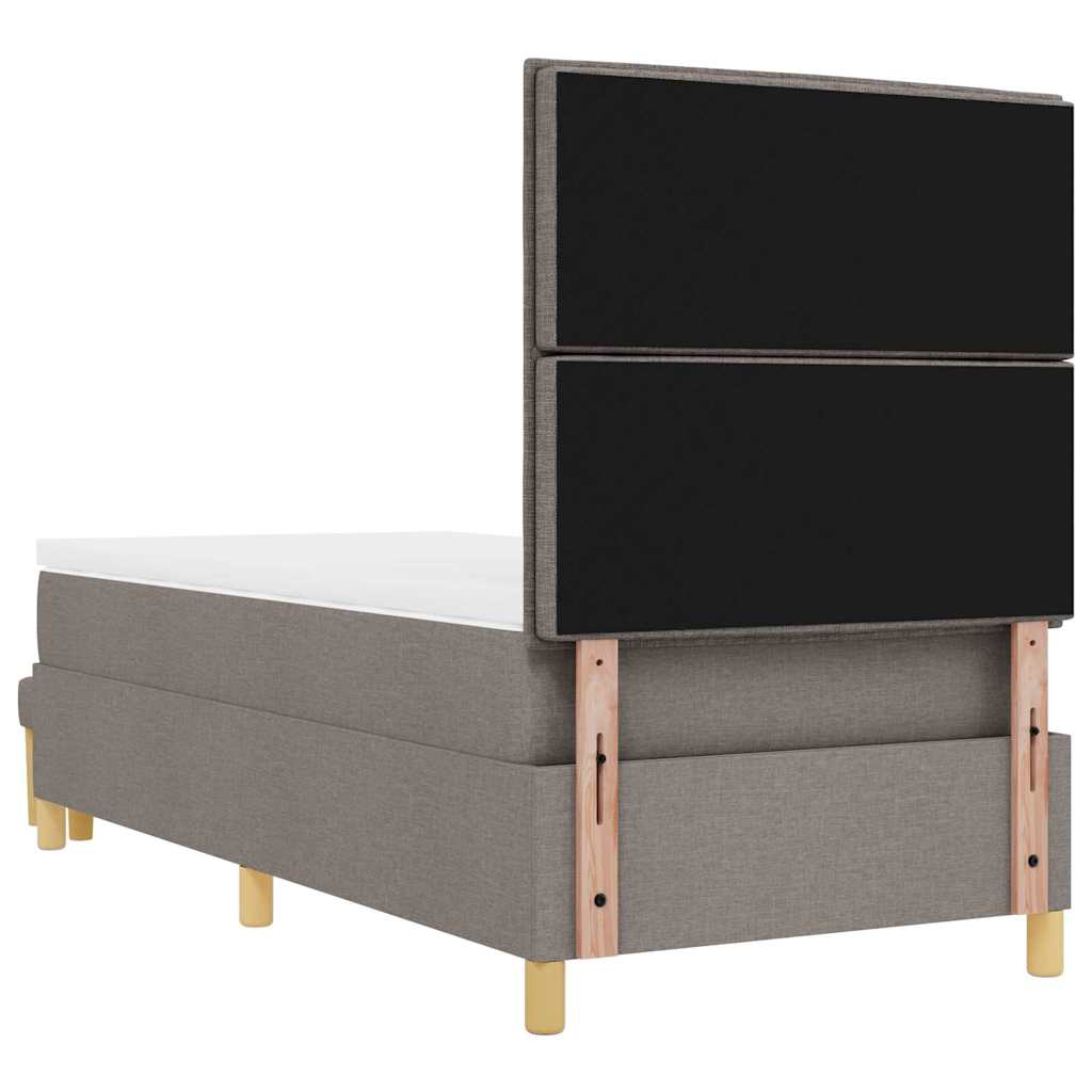 Box spring seng med hovedgærde Gråbrun 200 x 90 cm Stof
