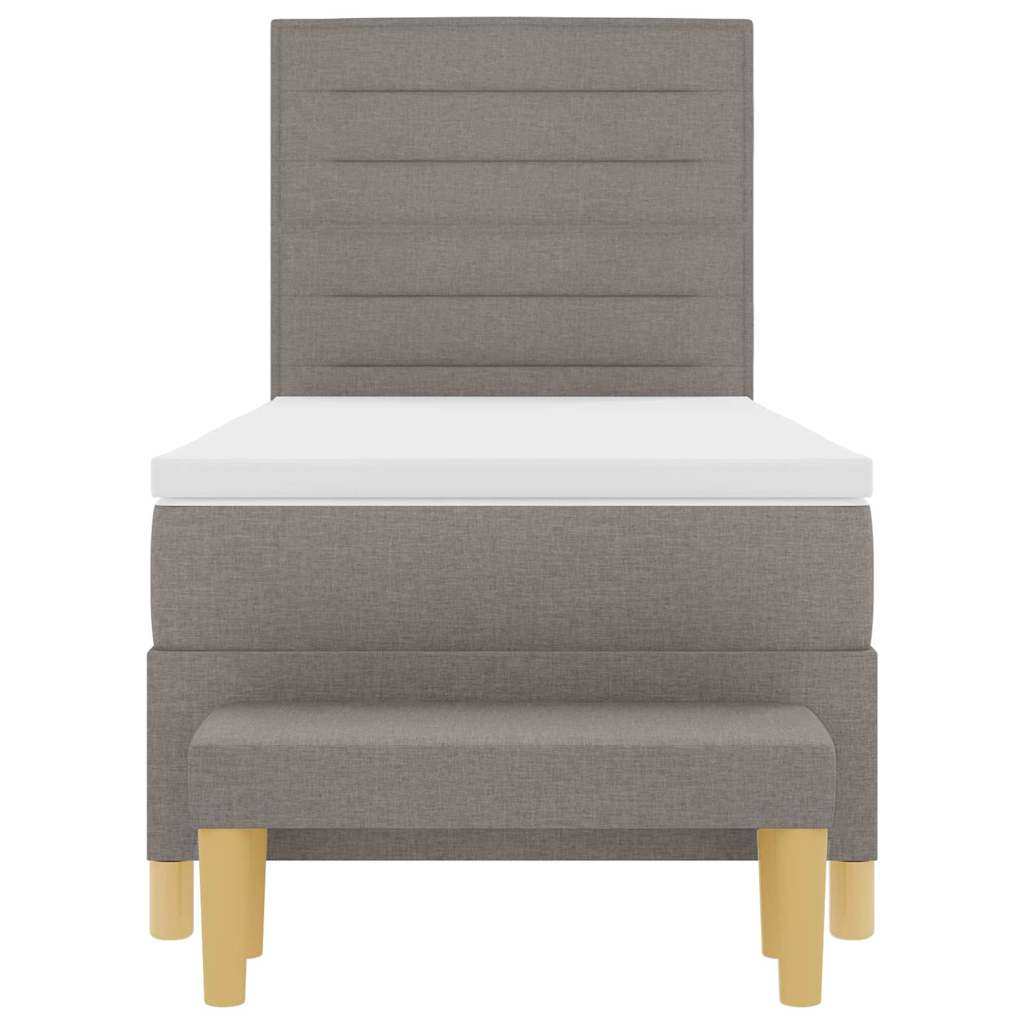 Box spring seng med hovedgærde Gråbrun 200 x 90 cm Stof