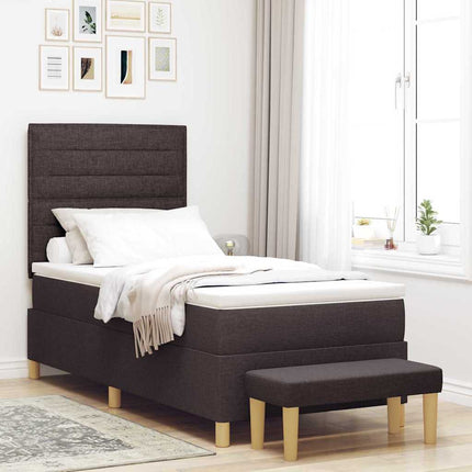 Box spring seng med hovedgærde Mørkebrun 200 x 90 cm Stof