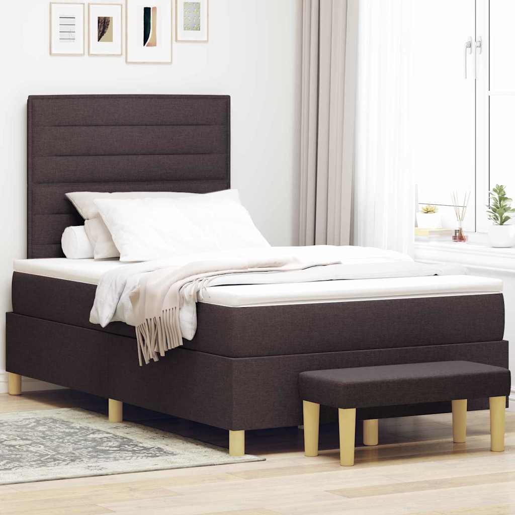 Box spring seng med hovedgrde Mrkebrun 190 x 120 cm Stof
