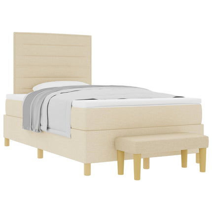 Box spring seng med pude med hovedgærde Creme 190 x 120 cm Stof